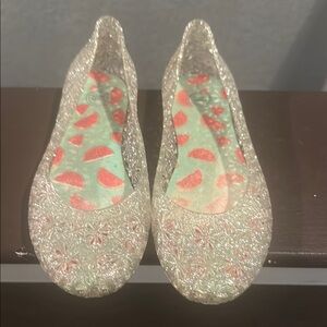 Clear Glitter Jelly Flats